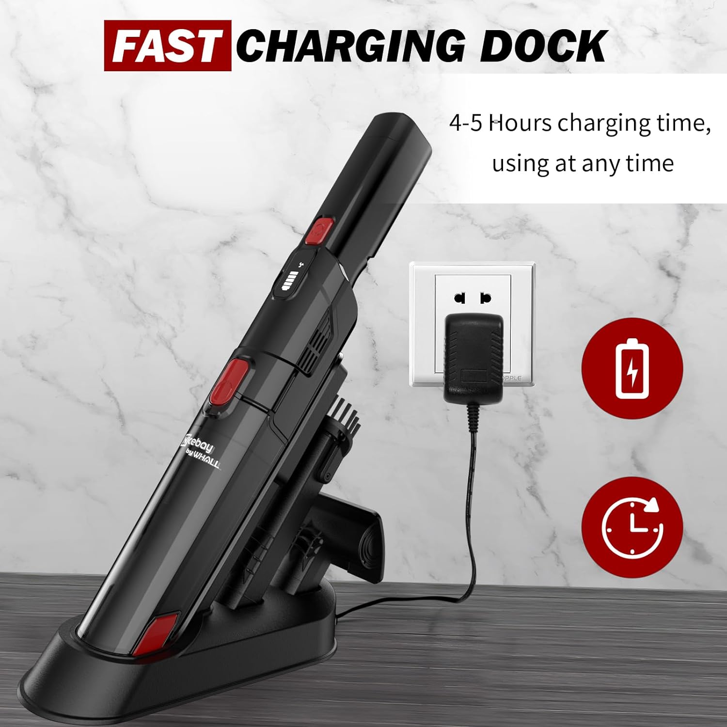 wurese Cordless Handheld Vacuum, Hand Vacuum Cleaner 15KPA Powerful Suction with Fast Charging Dock, Portable Lightweight Cleaner, Rechargeable Hand Held Vacuum Cleaner for Home, Office, Pet and Car