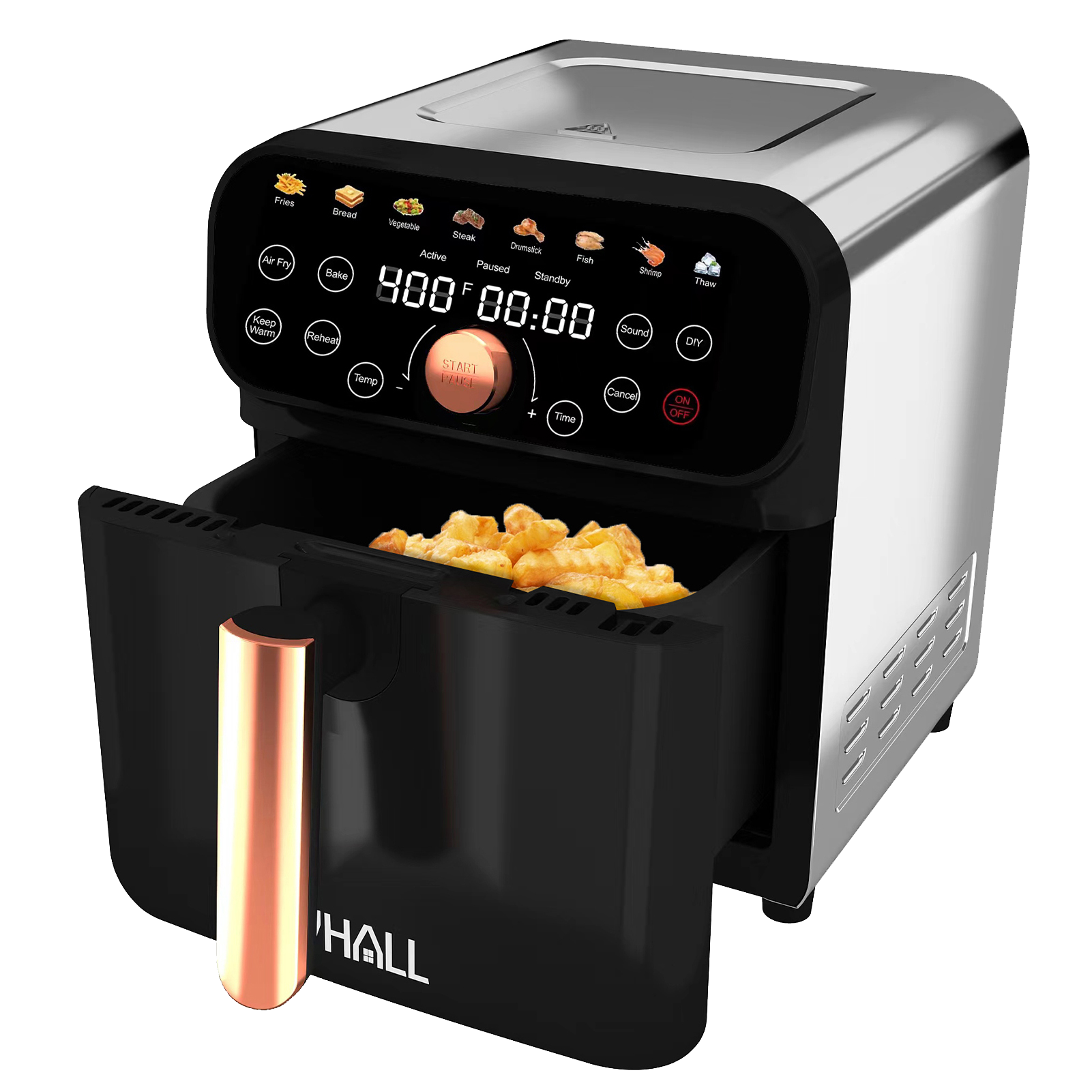 WHALL® Air Fryer - 6.2QT Air Fryer Oven, 12-in-1 Stainless Steel Air Fryer with LED Smart Touchscreen, Reduce 85% Fat, 1600W